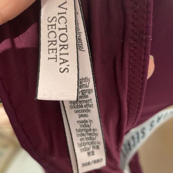 Victoria's Secret Women's Burgundy Logo Lightly Lined Demi T-Shirt Bra Size 36B - Picture 7 of 7